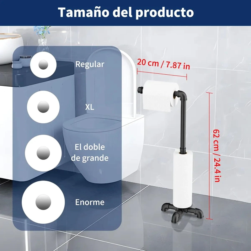 SOPORTE DE PAPEL HIGIE NICO CON PEDESTAL Y ORGANIZADOR PARA BAÑO - 3