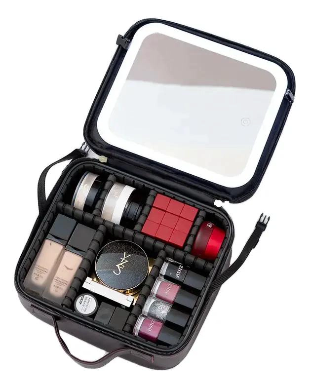 COSMETIQUERO CON ESPEJO Y LUZ LED ORGANIZADOR PARA COSME TICOS PORTATIL - 5