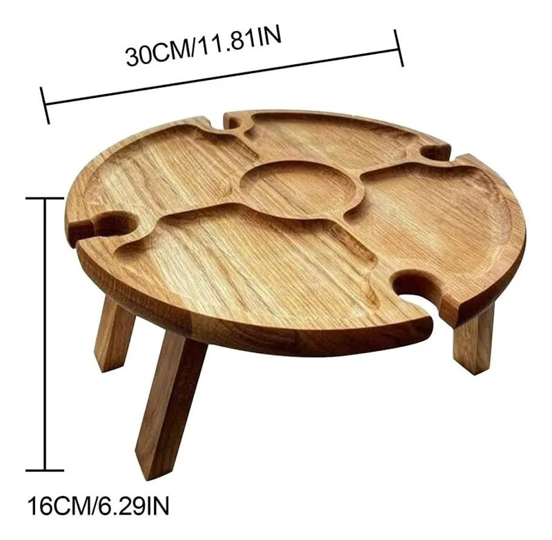 MESA PLEGABLE DE MADERA PARA PICNIC CON BOTELLERO INTEGRADO Y DISEÑO PORTATIL - 5