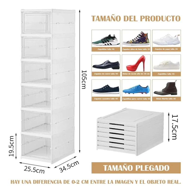 ORGANIZADOR APILABLE PARA ZAPATOS CON 6 NIVELES DE ALMACENAMIENTO - 3