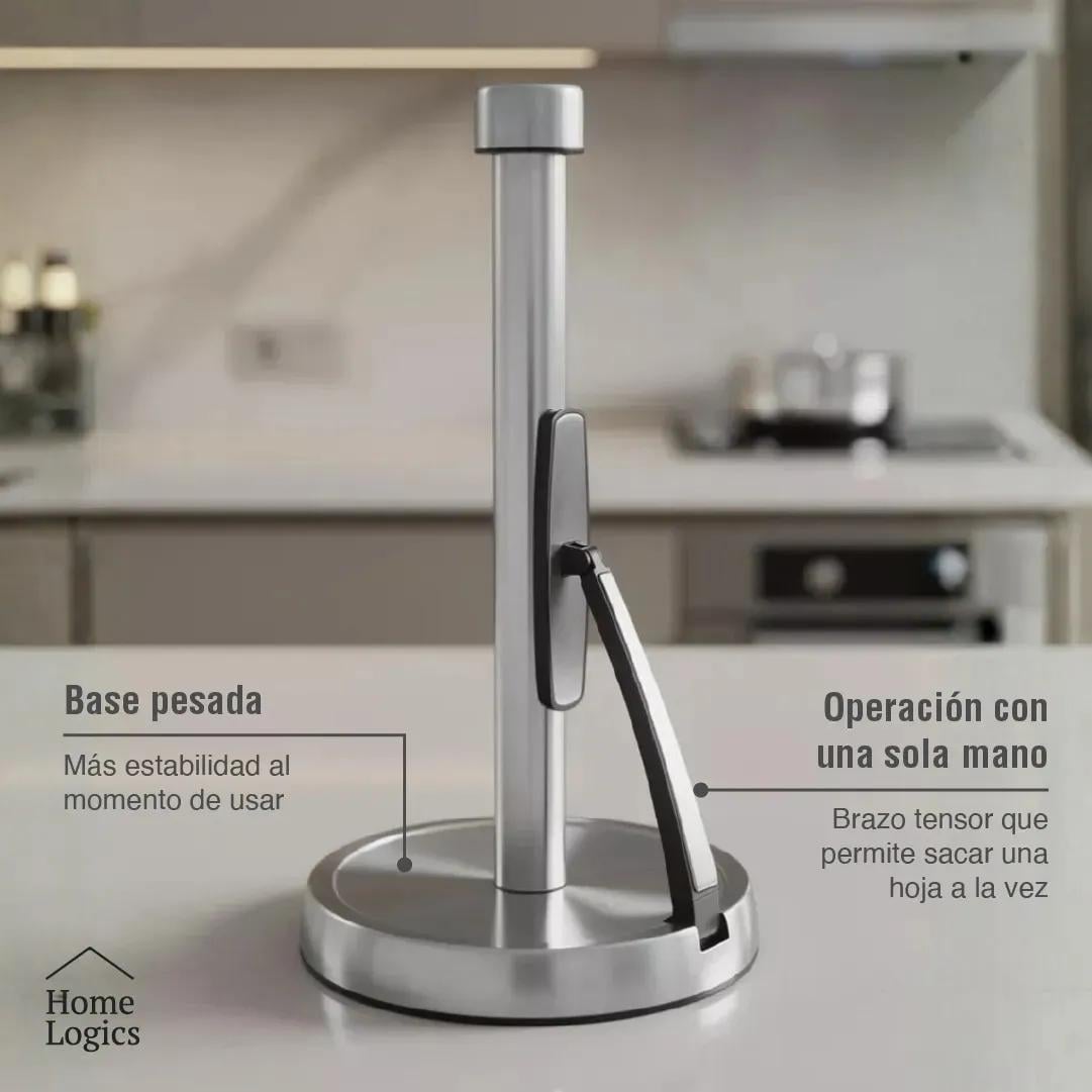 PORTA ROLLO DE PAPEL PARA COCINA EN ACERO INOXIDABLE RESISTENTE - 3