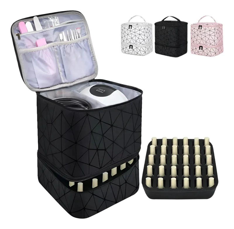 ESTUCHE ORGANIZADOR IMPERMEABLE PARA ESMALTES Y MAQUILLAJE CON MULTIPLES COMPART - 1