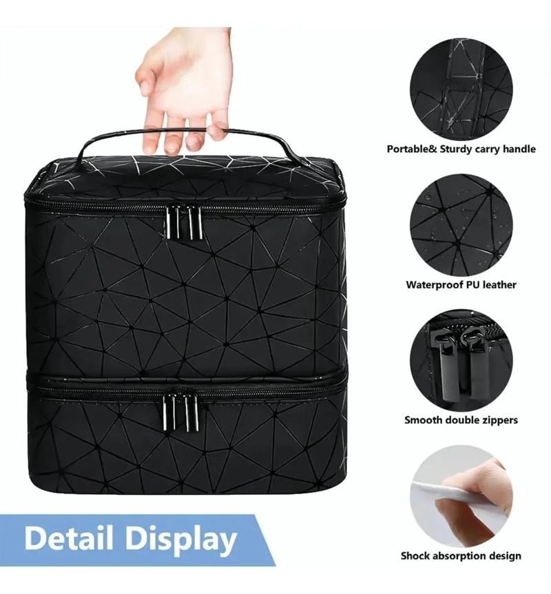 ESTUCHE ORGANIZADOR IMPERMEABLE PARA ESMALTES Y MAQUILLAJE CON MULTIPLES COMPART - 3