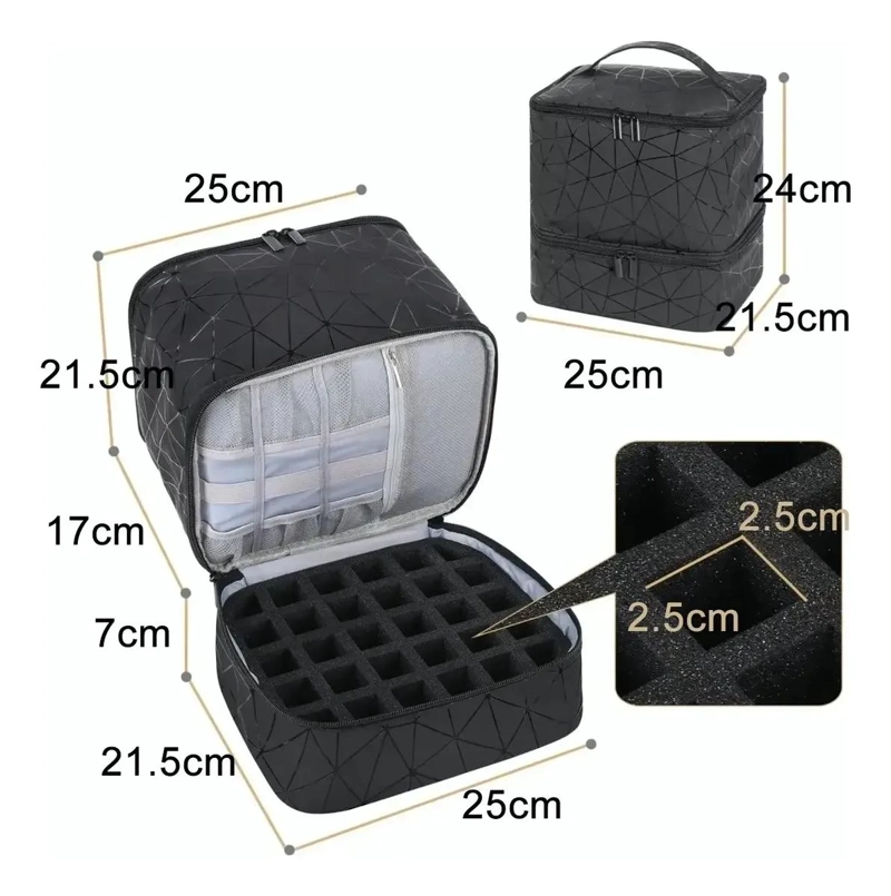 ESTUCHE ORGANIZADOR IMPERMEABLE PARA ESMALTES Y MAQUILLAJE CON MULTIPLES COMPART - 4