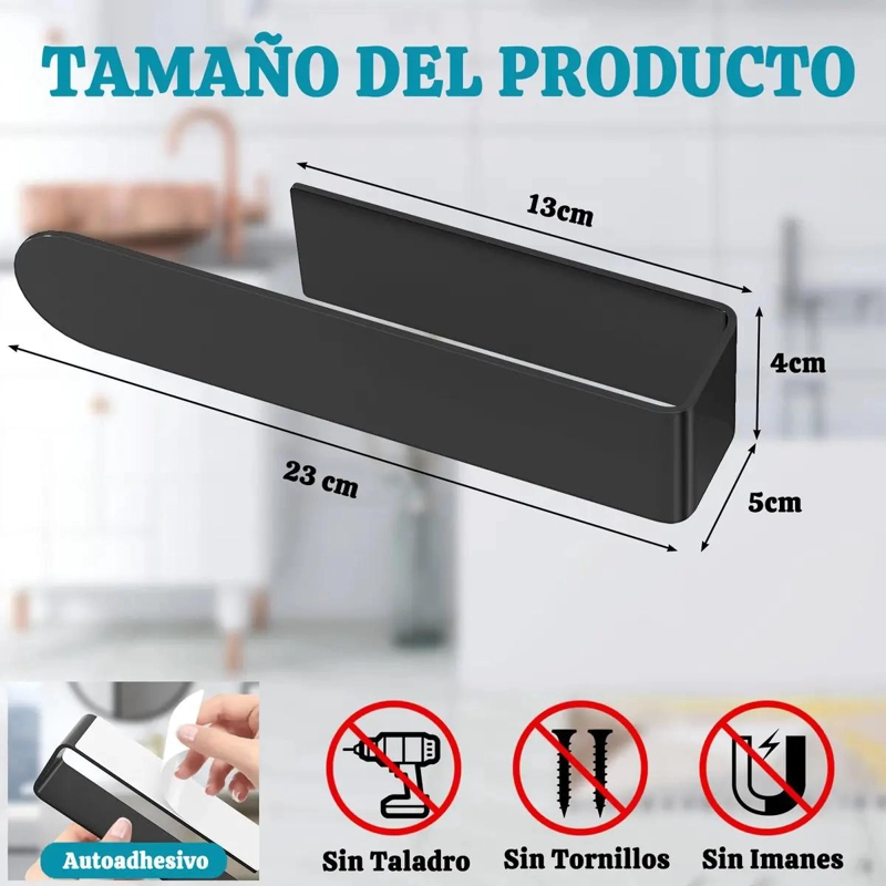TOALLERO ADHESIVO DE ACERO INOXIDABLE PARA COCINA Y BAÑO - 4