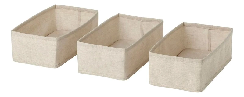 SET DE 3 CAJAS ORGANIZADORAS PARA ROPA BEIGE DE TEXTIL 20X38X12 CM - 1
