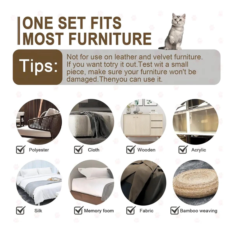 PROTECTOR ADHESIVO TRANSPARENTE PARA MUEBLES CONTRA ARAÑAZOS DE GATO 10 UNIDADES - 3