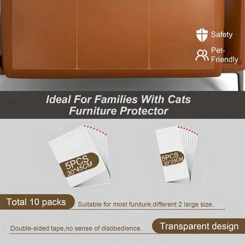 PROTECTOR ADHESIVO TRANSPARENTE PARA MUEBLES CONTRA ARAÑAZOS DE GATO 10 UNIDADES - 4