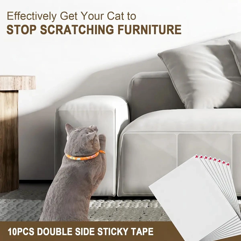 PROTECTOR ADHESIVO TRANSPARENTE PARA MUEBLES CONTRA ARAÑAZOS DE GATO 10 UNIDADES - 5