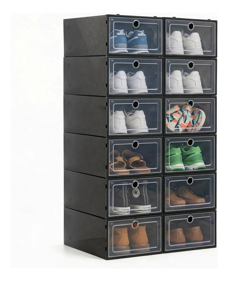 12 CAJAS APILABLES PARA ZAPATOS COLOR BLANCO ORGANIZADOR - 1
