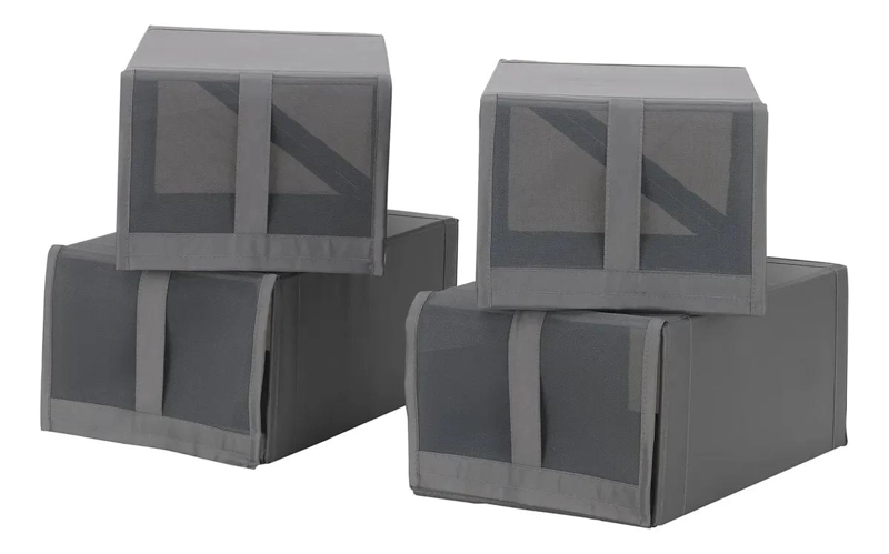 CAJA ORGANIZADORA PLEGABLE PARA ZAPATOS 22X34X16 CM COLOR GRIS OSCURO - 1