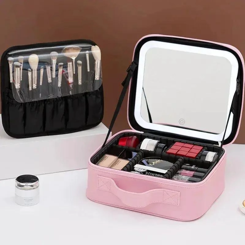 COSMETIQUERO ORGANIZADOR DE MAQUILLAJE CON LUZ LED Y ESPEJO INTEGRADO - 1