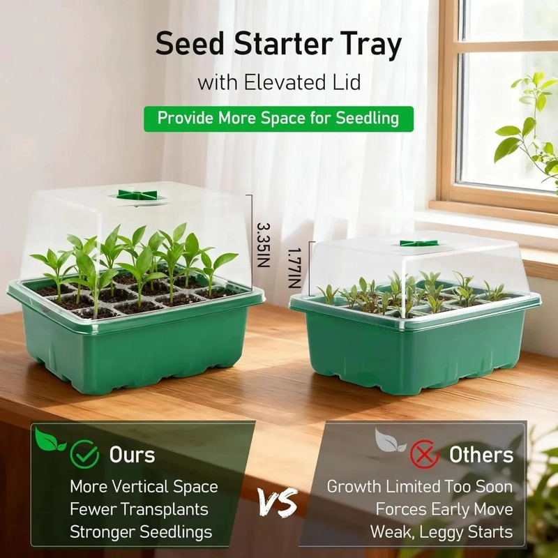 KIT DE 5 BANDEJAS PARA ALMACIGOS CON 12 CELDAS CADA UNA PARA GERMINACION - 5