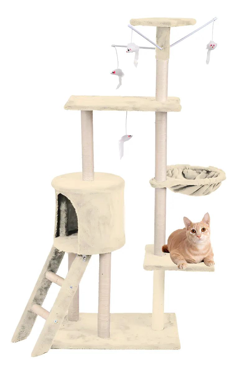 TORRE RASCADOR PARA GATOS CON SISAL DE 140 CM PARA JUEGO Y DESCANSO - 1