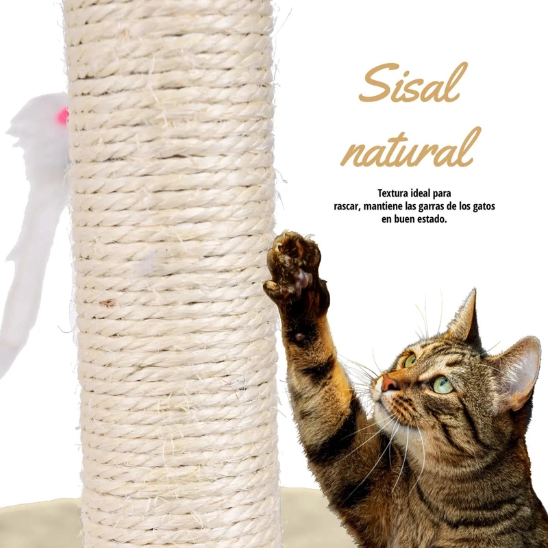 TORRE RASCADOR PARA GATOS CON SISAL DE 140 CM PARA JUEGO Y DESCANSO - 2