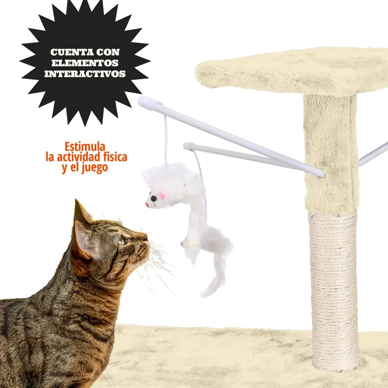TORRE RASCADOR PARA GATOS CON SISAL DE 140 CM PARA JUEGO Y DESCANSO - 3
