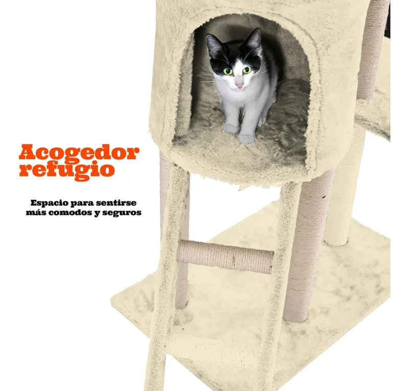 TORRE RASCADOR PARA GATOS CON SISAL DE 140 CM PARA JUEGO Y DESCANSO - 4