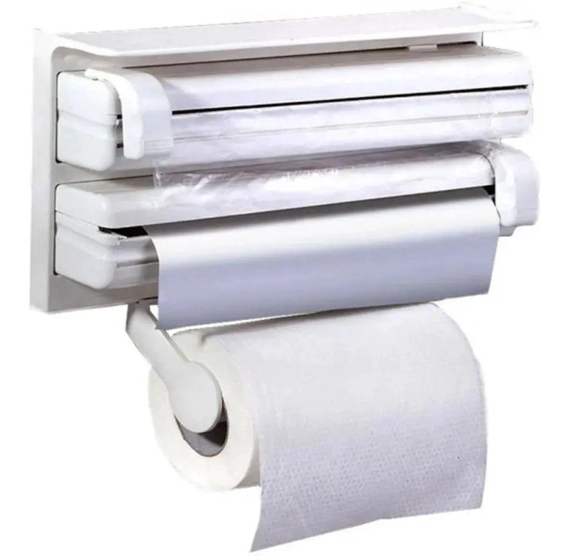 DISPENSADOR TRIPLE PARA PAPEL DE COCINA EN ALUMINIO RESISTENTE - 1