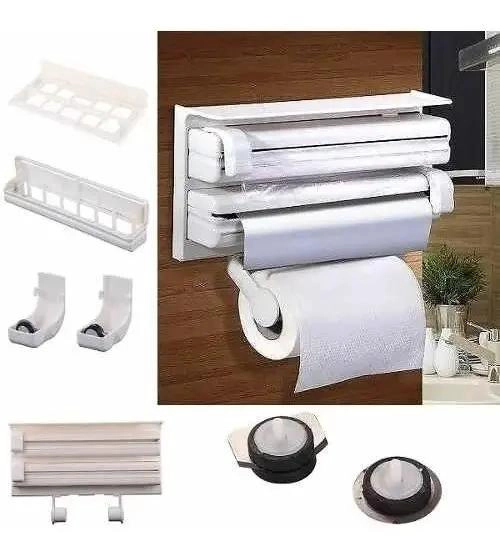 DISPENSADOR TRIPLE PARA PAPEL DE COCINA EN ALUMINIO RESISTENTE - 2