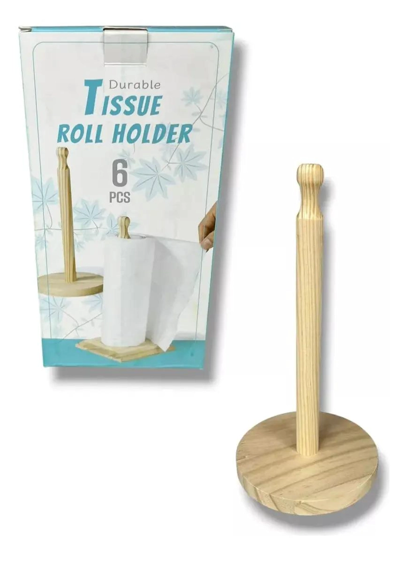SET DE 6 PORTA TOALLAS REDONDOS DE MADERA NATURAL PARA BAÑO - 1