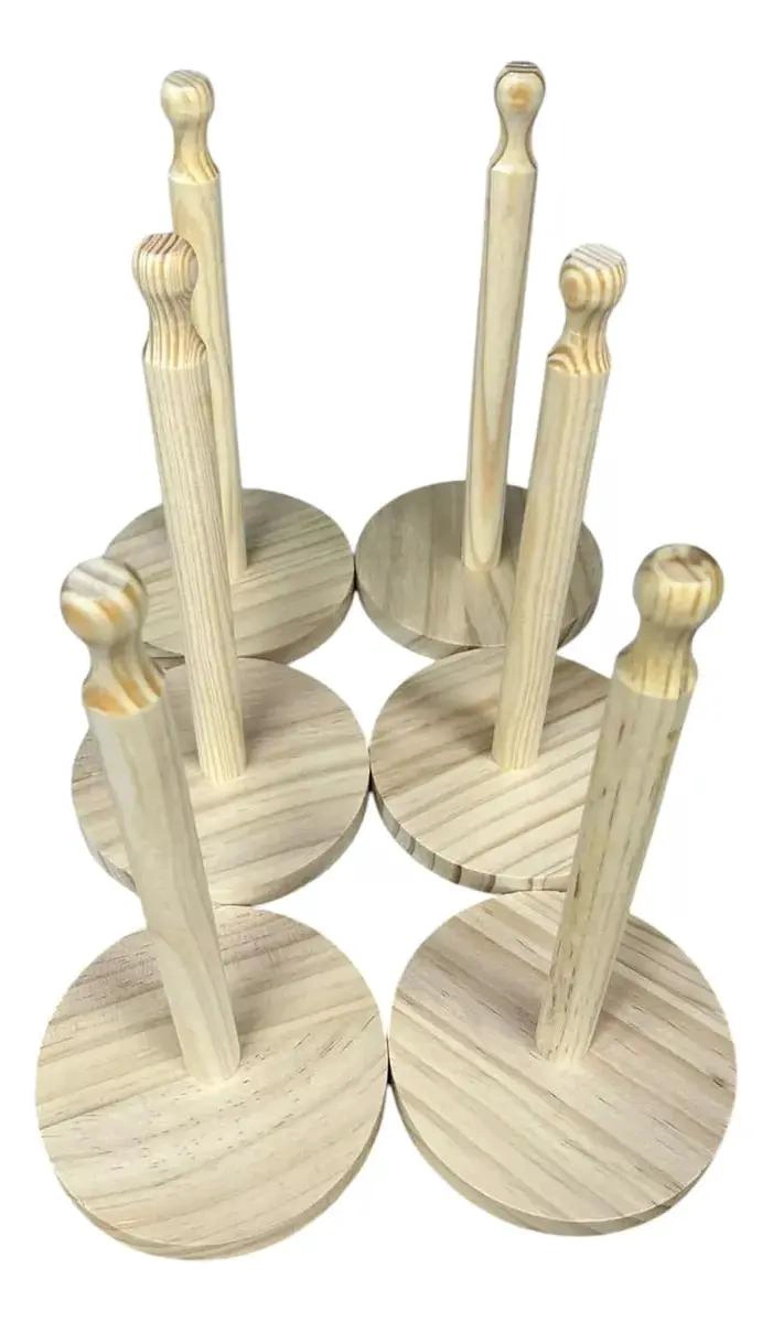 SET DE 6 PORTA TOALLAS REDONDOS DE MADERA NATURAL PARA BAÑO - 3