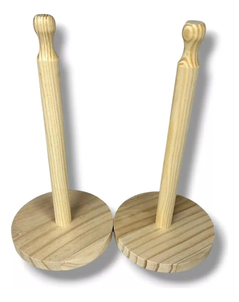 SET DE 6 PORTA TOALLAS REDONDOS DE MADERA NATURAL PARA BAÑO - 4