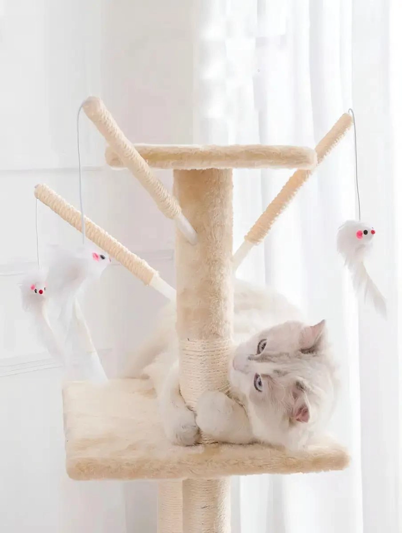 TORRE RASCADOR PARA GATOS CON 5 NIVELES Y JUGUETE INTERACTIVO - 2