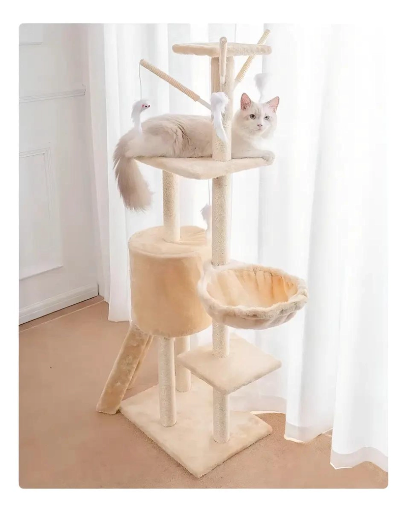 TORRE RASCADOR PARA GATOS CON 5 NIVELES Y JUGUETE INTERACTIVO - 4