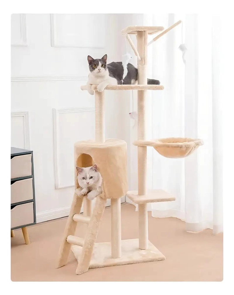 TORRE RASCADOR PARA GATOS CON 5 NIVELES Y JUGUETE INTERACTIVO - 5