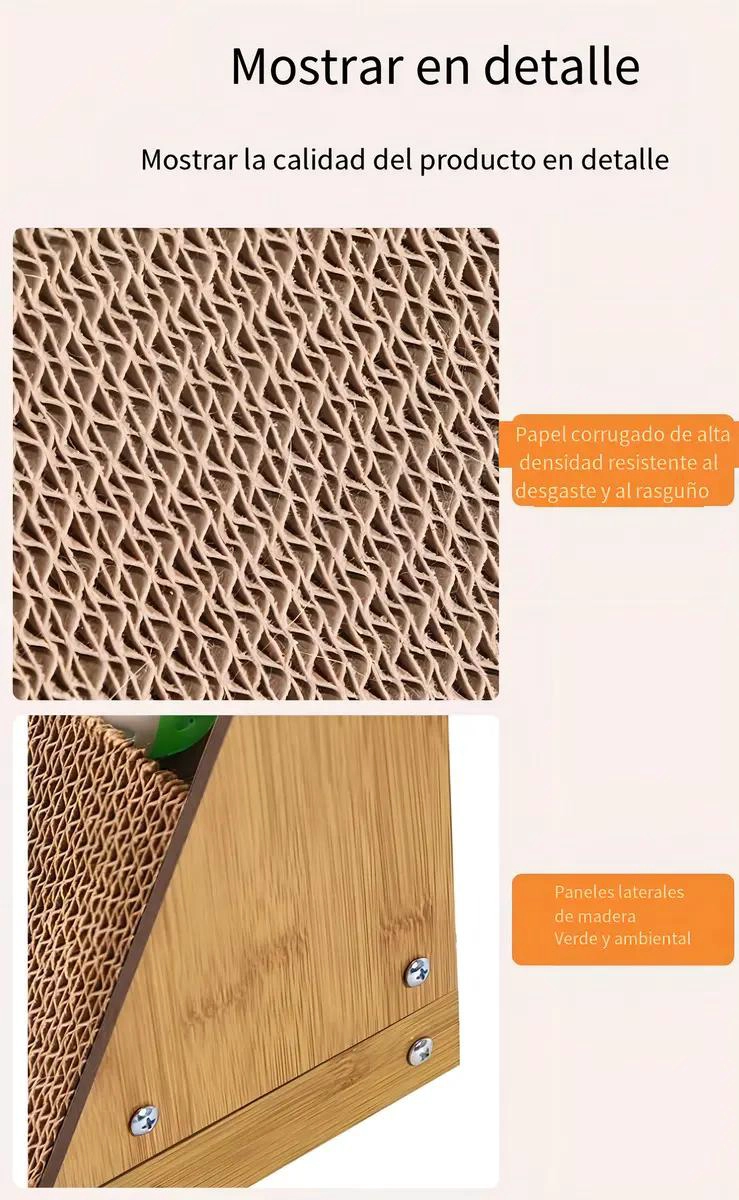 RASCADOR PARA GATOS EN FORMA DE L CON BOLA Y CAMPANA 60X40X25 CM - 5
