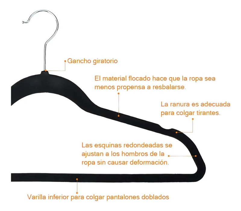 SET DE 30 COLGADORES DE TERCIOPELO ANTIDESLIZANTES PARA ROPA - 3