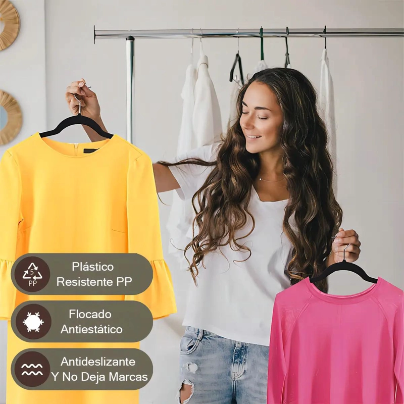 SET DE 30 COLGADORES DE TERCIOPELO ANTIDESLIZANTES PARA ROPA - 4