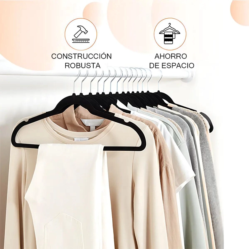 SET DE 30 COLGADORES DE TERCIOPELO ANTIDESLIZANTES PARA ROPA - 5