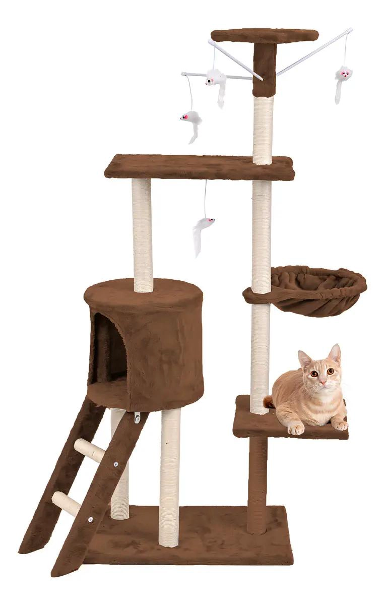 TORRE RASCADOR PARA GATOS CON SISAL DE 140 CM PARA JUEGO Y DESCANSO - 1