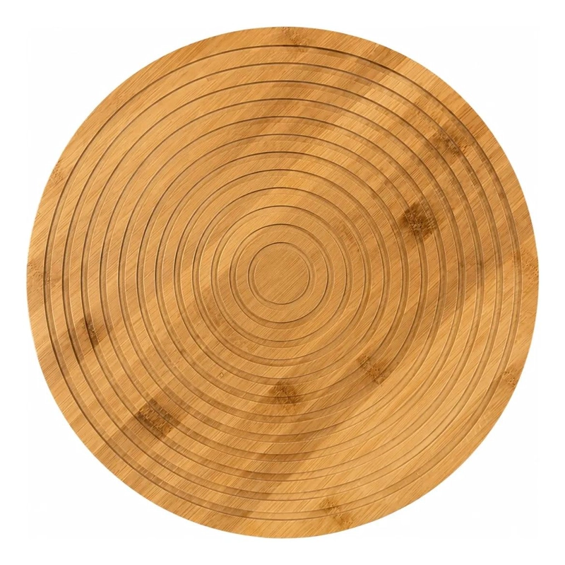 BANDEJA REDONDA DE BAMBU CON DISEÑO CIRCULAR PARA DECORACION Y USO DIARIO - 4