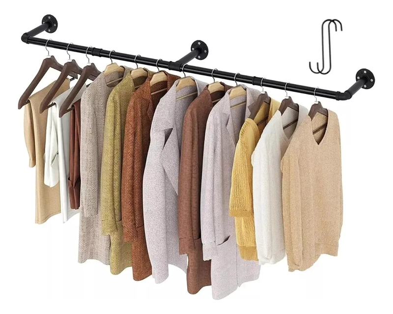 PERCHERO DE PARED DE METAL MULTIUSOS CON ESTANTE DE 184 CM - 1
