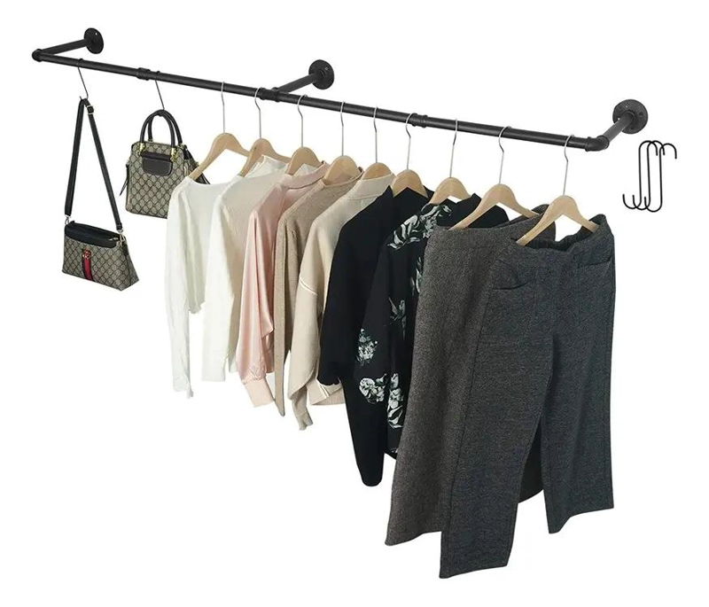 PERCHERO DE PARED DE METAL MULTIUSOS CON ESTANTE DE 184 CM - 2