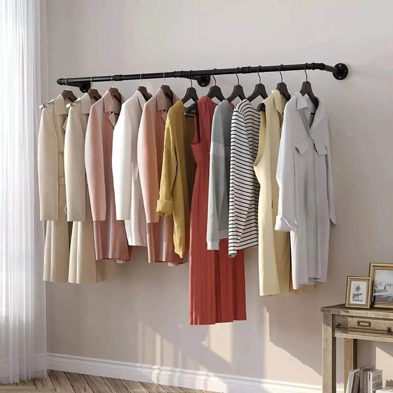 PERCHERO DE PARED DE METAL MULTIUSOS CON ESTANTE DE 184 CM - 3