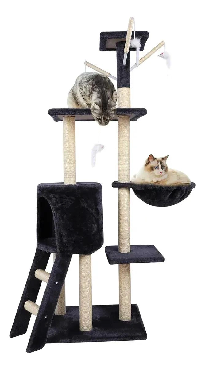 TORRE RASCADOR PARA GATOS CON 5 NIVELES Y JUGUETE INTERACTIVO - 3