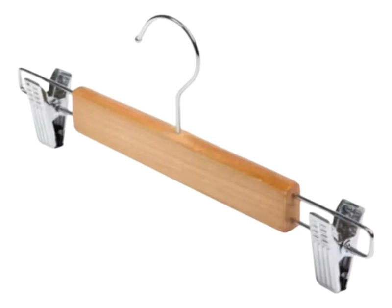 SET DE 10 COLGADORES DE MADERA CON PINZAS DE 23 CM PARA ROPA - 1