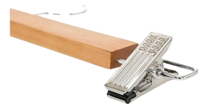 SET DE 10 COLGADORES DE MADERA CON PINZAS DE 23 CM PARA ROPA - 3