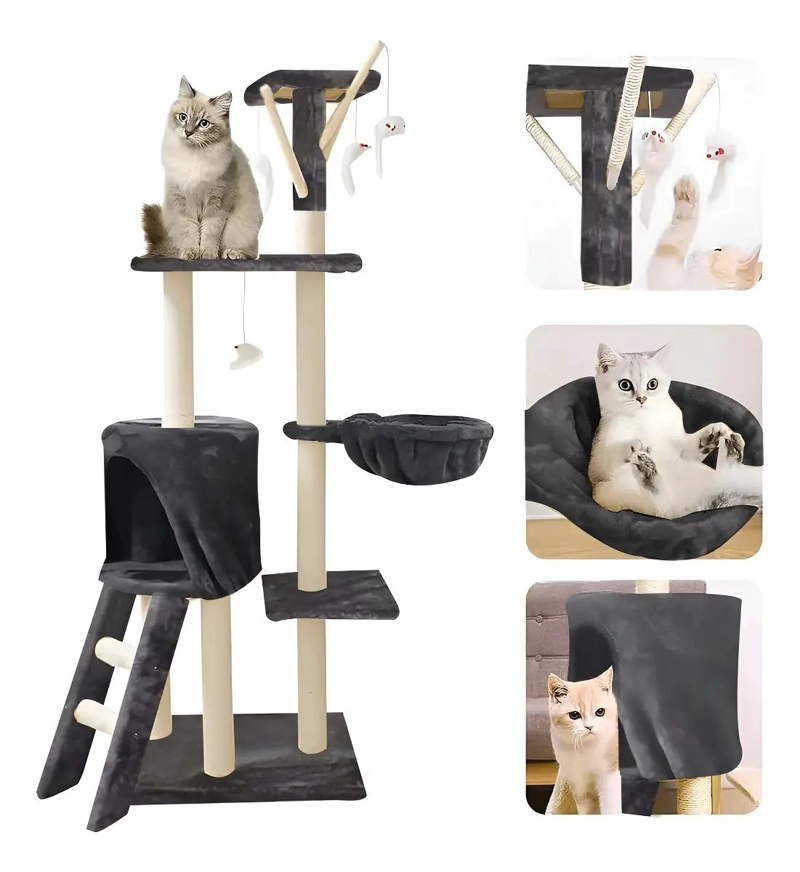 TORRE RASCADOR PARA GATOS CON MULTIPLES NIVELES Y PLATAFORMAS - 1