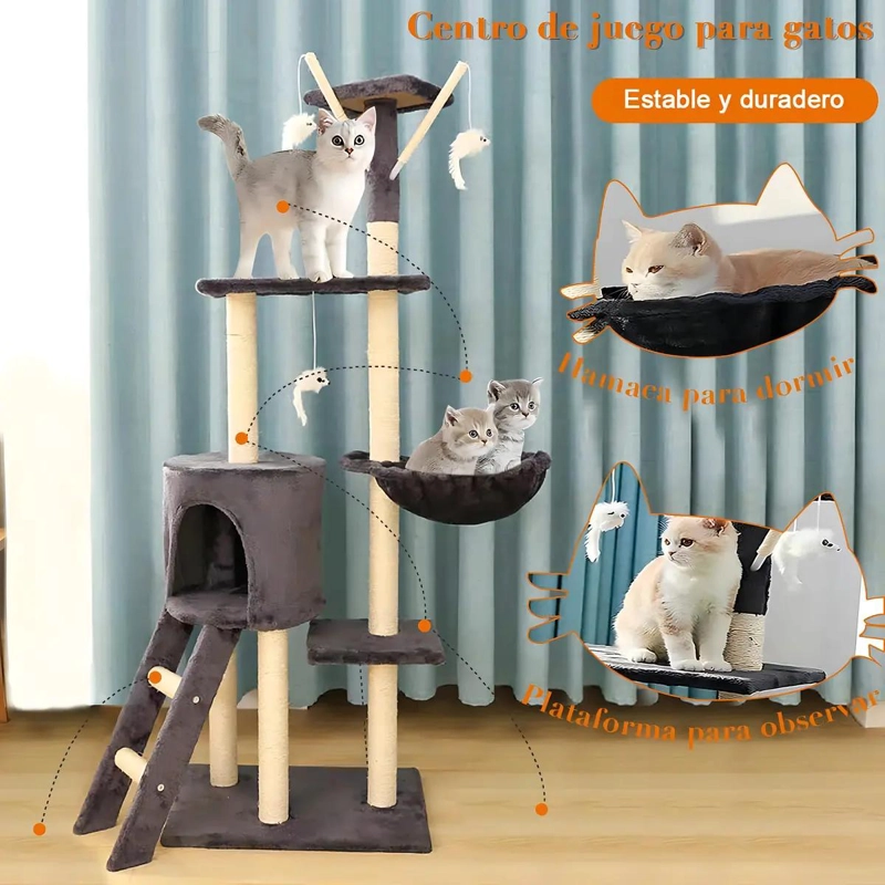 TORRE RASCADOR PARA GATOS CON MULTIPLES NIVELES Y PLATAFORMAS - 2