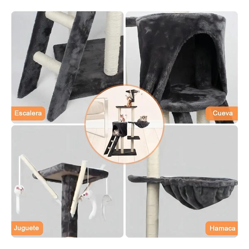 TORRE RASCADOR PARA GATOS CON MULTIPLES NIVELES Y PLATAFORMAS - 3