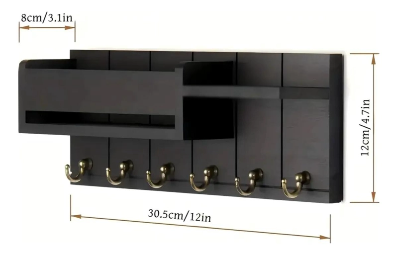 ORGANIZADOR DE PARED MODERNO CON PORTALLAVES Y REPISA - 2