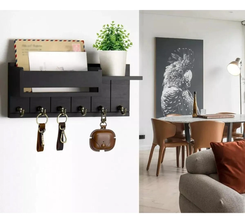 ORGANIZADOR DE PARED MODERNO CON PORTALLAVES Y REPISA - 4