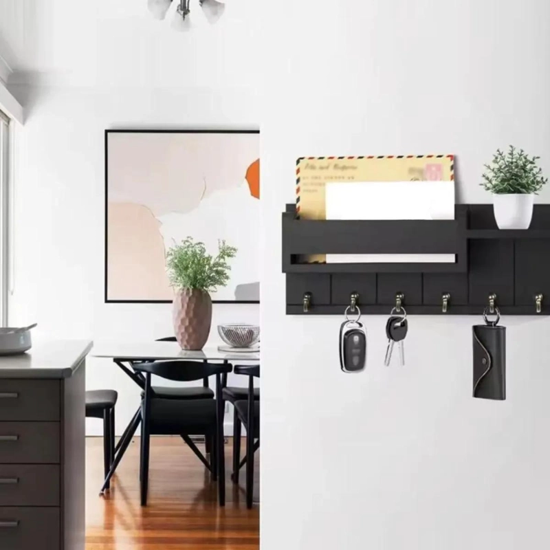 ORGANIZADOR DE PARED MODERNO CON PORTALLAVES Y REPISA - 5