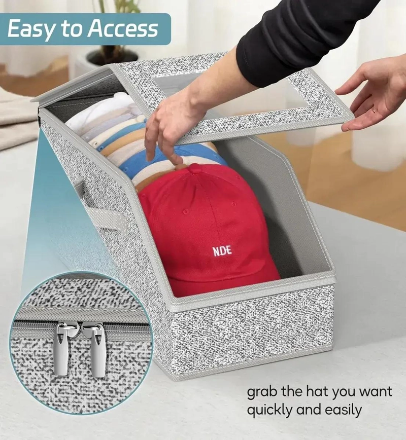 SET DE 2 ORGANIZADORES PLEGABLES PARA SOMBREROS 42X22X17 CM - 3