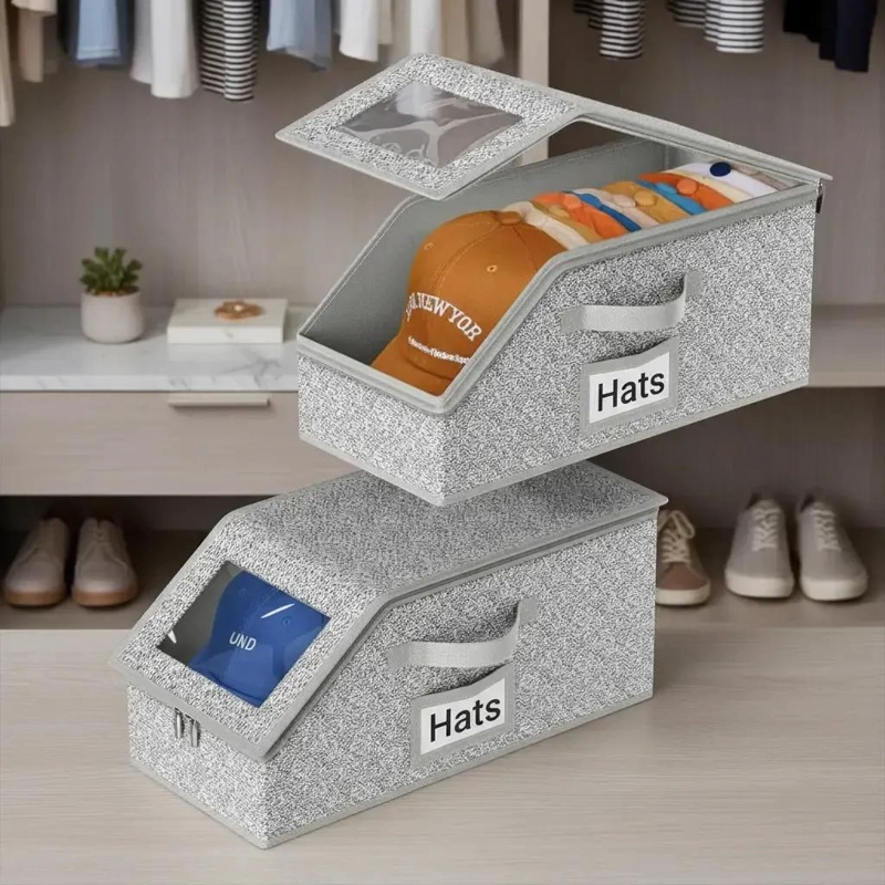 SET DE 2 ORGANIZADORES PLEGABLES PARA SOMBREROS 42X22X17 CM - 5