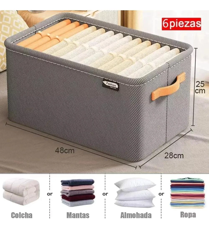 SET DE 6 BOLSAS ORGANIZADORAS PLEGABLES PARA ROPA CON ASAS RESISTENTES - 2